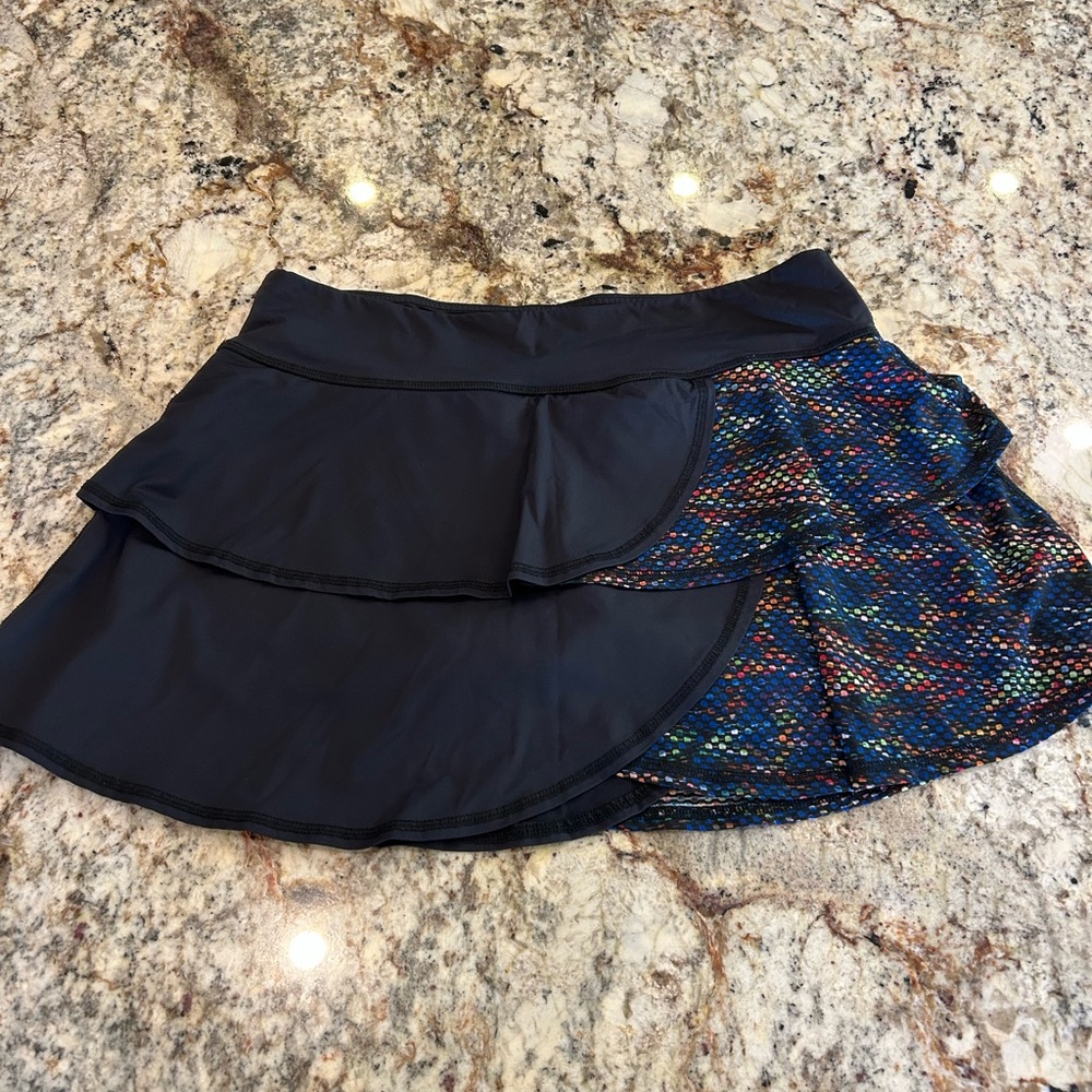 Black and Multicolor Tennis Skirt